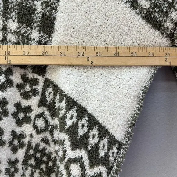 Pol Anthropologie Sweater Women's L Green Cream Loose Weave Oversized Preppy - Picture 8 of 11